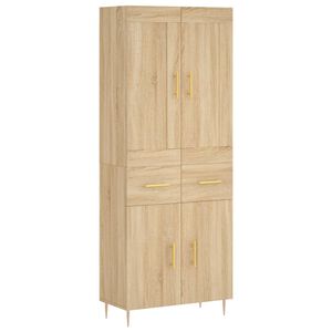 vidaXL Висок шкаф, дъб сонома, 69,5x34x180 см, инженерно дърво