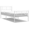 vidaXL Метална рамка за легло с горна и долна табла, бяла, 100x200 см