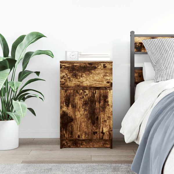 vidaXL Нощно шкафче, Опушен дъб, 39x35x65 см, инженерно дърво