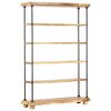 vidaXL Етажерка за книги с 5 рафта 120x35x180 см манго масив и стомана