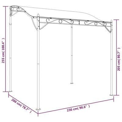 vidaXL Навес антрацит 2x2,3 м 180 г/м² плат и стомана