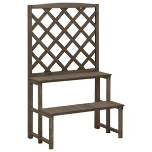 vidaXL Етажерка за саксии с пергола, сива, 70x42x115 см, чам масив