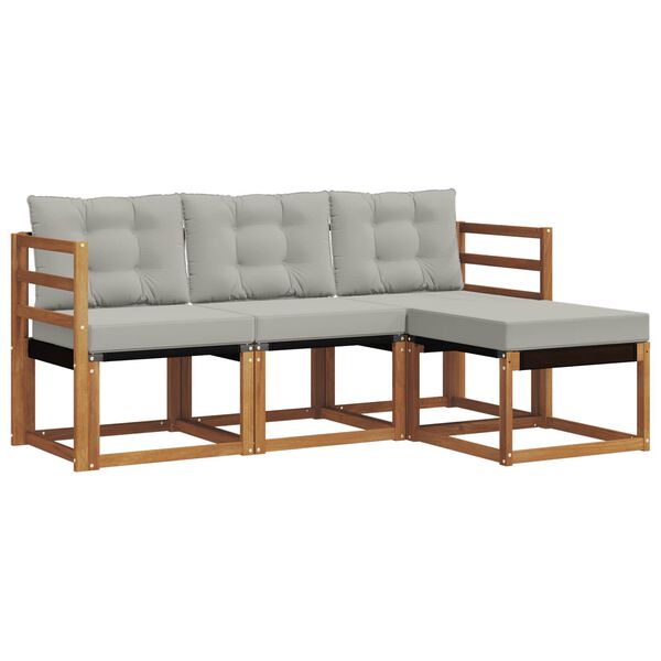 vidaXL Комплект дивани за открито 4 pcs Естествено и светло сиво