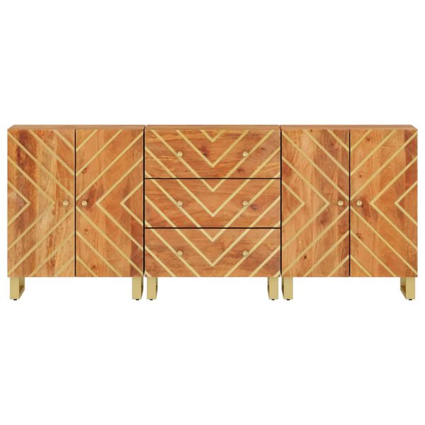 vidaXL Странични шкафове 3 бр кафяво и черно 60x33,5x75 см манго масив