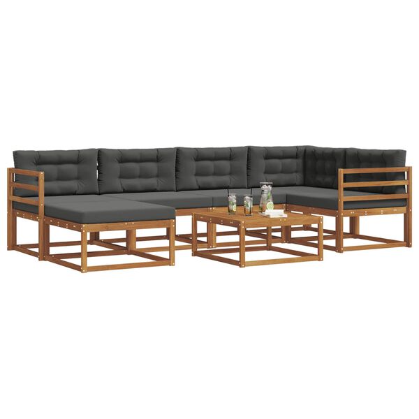 vidaXL Комплект дивани за открито 7 pcs Натурален и Антрацит