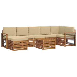 vidaXL Комплект дивани за открито 8 pcs Натурален и Бежов
