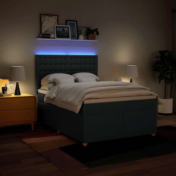 vidaXL Боксспринг легло с матрак, синьо, 140x190 см, плат