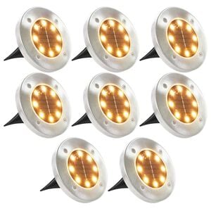 vidaXL Соларни земни лампи, 8 бр, LED светлина, топло бели