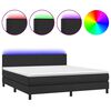 vidaXL Боксспринг легло с матрак и LED черно 160x200см изкуствена кожа
