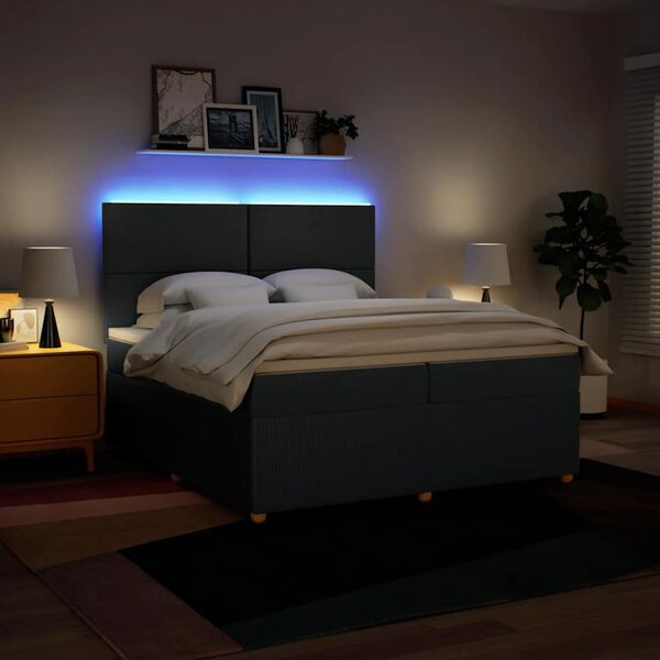 vidaXL Боксспринг легло с матрак, синьо, 200x200 см, плат