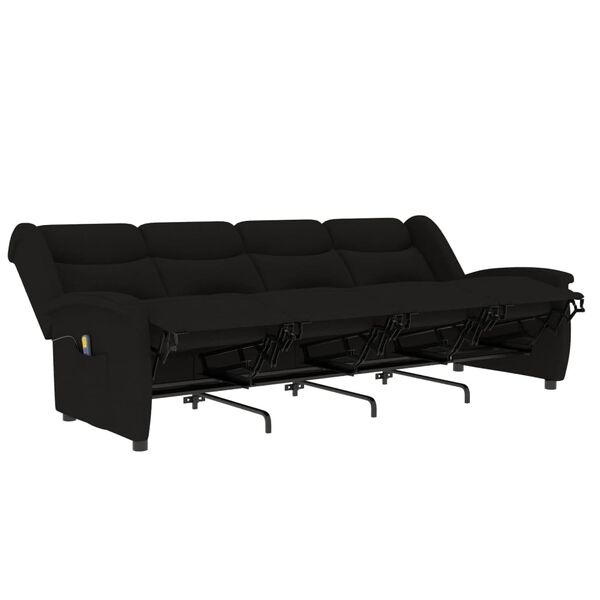 vidaXL 4-местен масажен реклайнер, черен, текстил