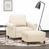 vidaXL Кресло с табуретка, кремаво, 60 см, кадифе