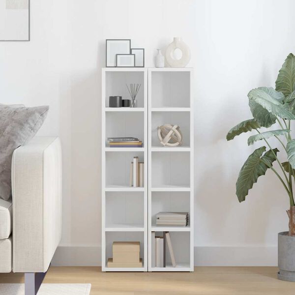 vidaXL CD шкафове, 2 бр, бели, 21x16x93,5 см, ПДЧ