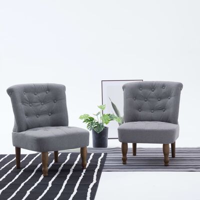 vidaXL Френски столове, 2 бр, светлосиви, текстил