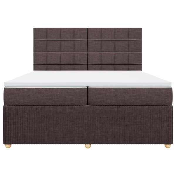 vidaXL Боксспринг легло с матрак, тъмнокафяво, 200x200 см, плат