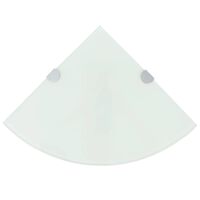vidaXL Ъглови рафтове, 2 бр, бяло стъкло с държачи хром, 25x25 см