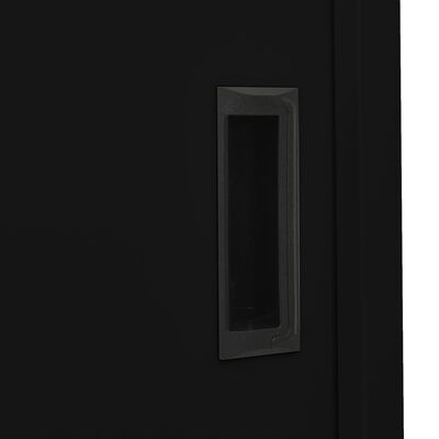 vidaXL Офис шкаф с плъзгаща се врата, черен, 90x40x180 см, стомана