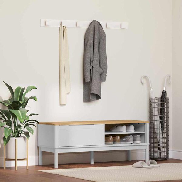 vidaXL Лавица за коридор с чекмедже Бяло 115 x 40 x 45 см Солиден бор