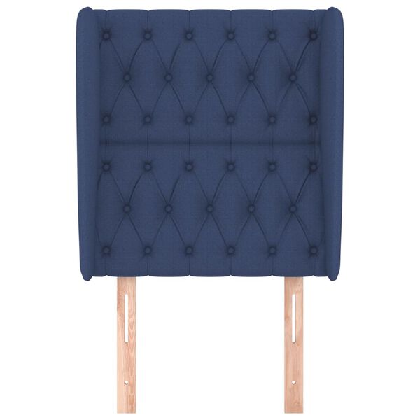 vidaXL Горна табла за легло с уши, синя, 83x23x118/128 см, плат