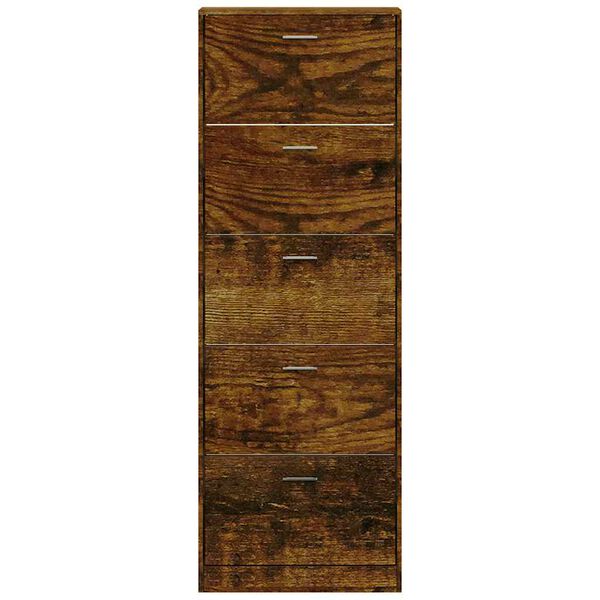 vidaXL Шкаф за обувки, опушен дъб, 59x17x169 см, инженерно дърво