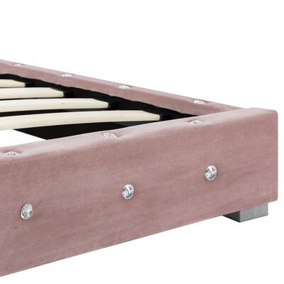 vidaXL Легло с матрак, розово, кадифе, 160x200 cм