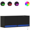 vidaXL Стенен ТВ шкаф с LED осветление, черен, 100x31x38 см
