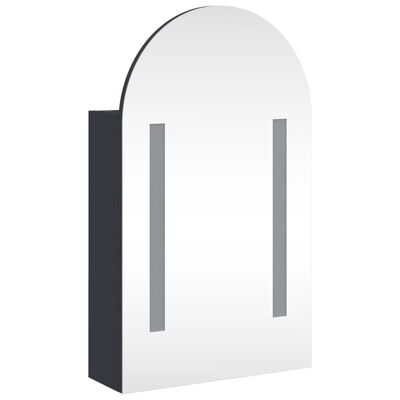 vidaXL Огледален шкаф за баня с LED светлина дъговиден сив 42x13x70 см