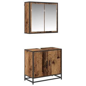 vidaXL Комплект мебели за баня 2 pcs Старо дърво Инженерно дърво