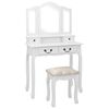 vidaXL Комплект тоалетка с табуретка, бял, 80x69x141 см, пауловния