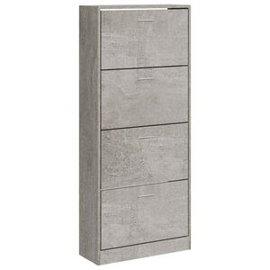 vidaXL Шкаф за обувки, бетонно сив, 63x24x147 см, инженерно дърво