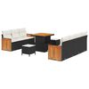 vidaXL Градински Софа Комплект 10 pcs Черен и кремав полиратан