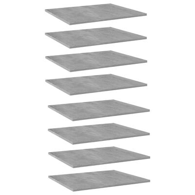 vidaXL Рафтове за етажерка, 8 бр, бетонно сиви, 60x50x1,5 см, ПДЧ