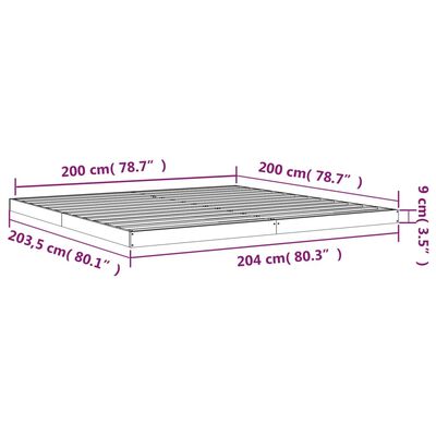 vidaXL Рамка за легло, черна, 200x200 см, бор масив