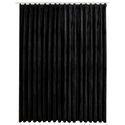 vidaXL Затъмняваща завеса с куки, кадифе, черна, 290x245 см