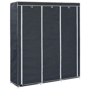 vidaXL Гардероб с отделения и лостове, черен, 150x45x175 см, плат