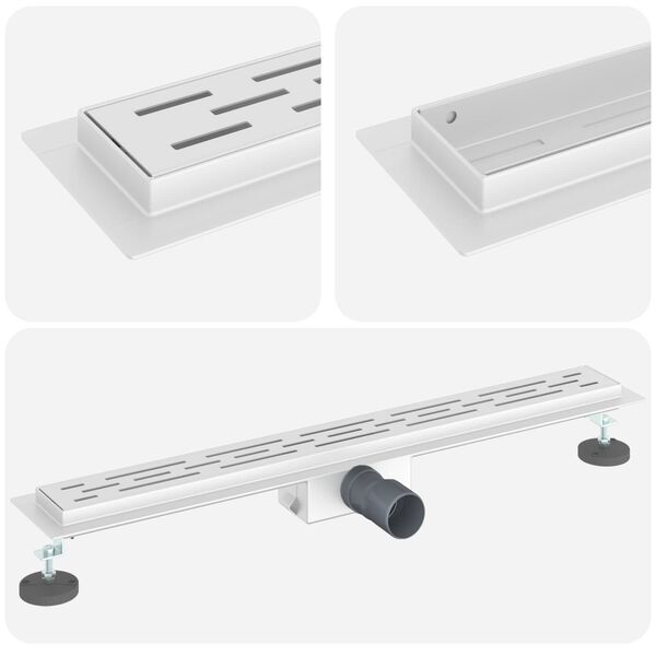vidaXL Душов дренаж с линия на дизайна Сребрист 80 cm