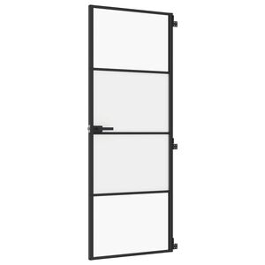 vidaXL Интериорна врата черна 76x201,5 см закалено стъкло и алуминий