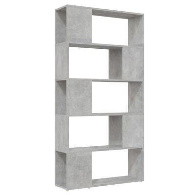 vidaXL Библиотека/разделител за стая, бетонно сива, 80x24x155 см, ПДЧ