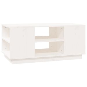 vidaXL Кафе маса, бяла, 90x49x40,5 см, борово дърво масив