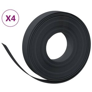 vidaXL Градински кантове, 4 бр, черни, 10 м, 10 см, полиетилен