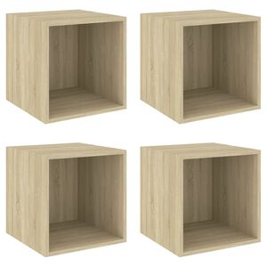 vidaXL Стенни шкафове, 4 бр, дъб сонома, 37x37x37 см, инженерно дърво