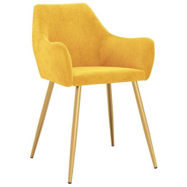 vidaXL Трапезни столове, 2 бр, жълти, кадифе