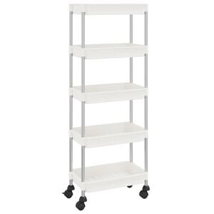 vidaXL Кухненска количка на 5 нива, бяла, 42x29x128 см, желязо и ABS