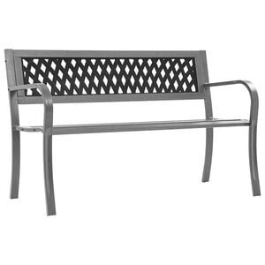 vidaXL Градинска пейка, черна, 120 см, стомана
