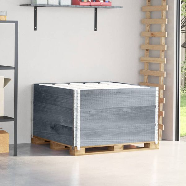 vidaXL Палетни страници, сив, 3 бр, 100x100 см, борова дървесина масив