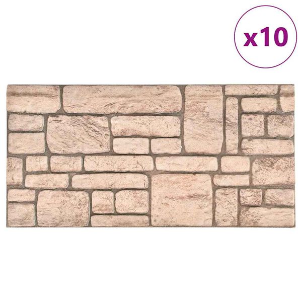 vidaXL 3D стенни панели, тухлен дизайн, бежови, 10 бр, EPS