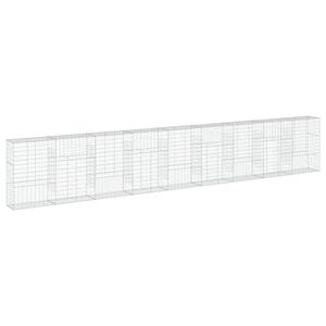 vidaXL Габионна кошница с покритие, 900x50x150 см, поцинковано желязо