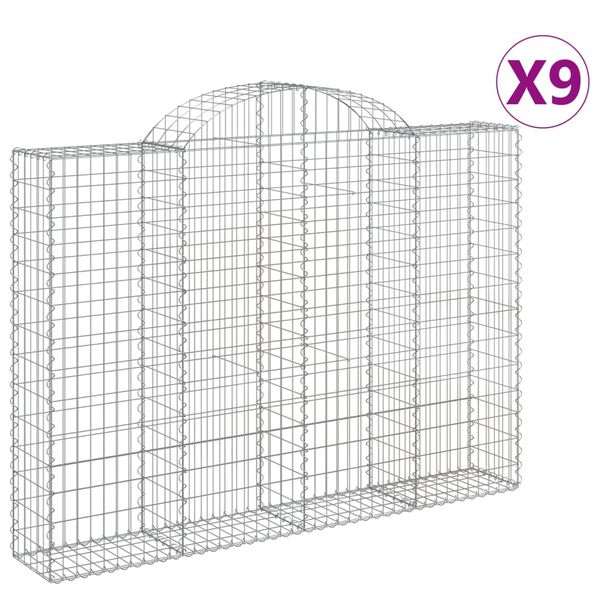 vidaXL Габионни кошници арка 9 бр 200x30x140/160 см поцинковано желязо