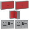 vidaXL Комплект работни шкафове с чекмедже с рафт 12 pcs Червен и сив