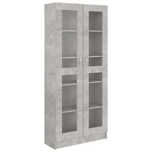 vidaXL Шкаф витрина, бетонно сив, 82,5x30,5x185,5 см, ПДЧ